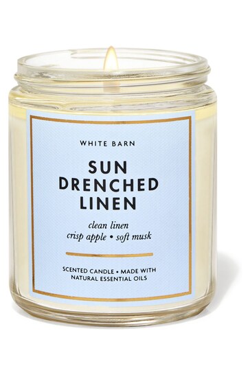 Bath & Body Works Sun Drenched Linen Single Wick Candle 7oz/198g