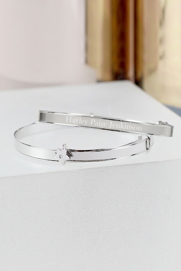 Personalised Sterling Silver Childs Expanding Diamante Star Bracelet by PMC