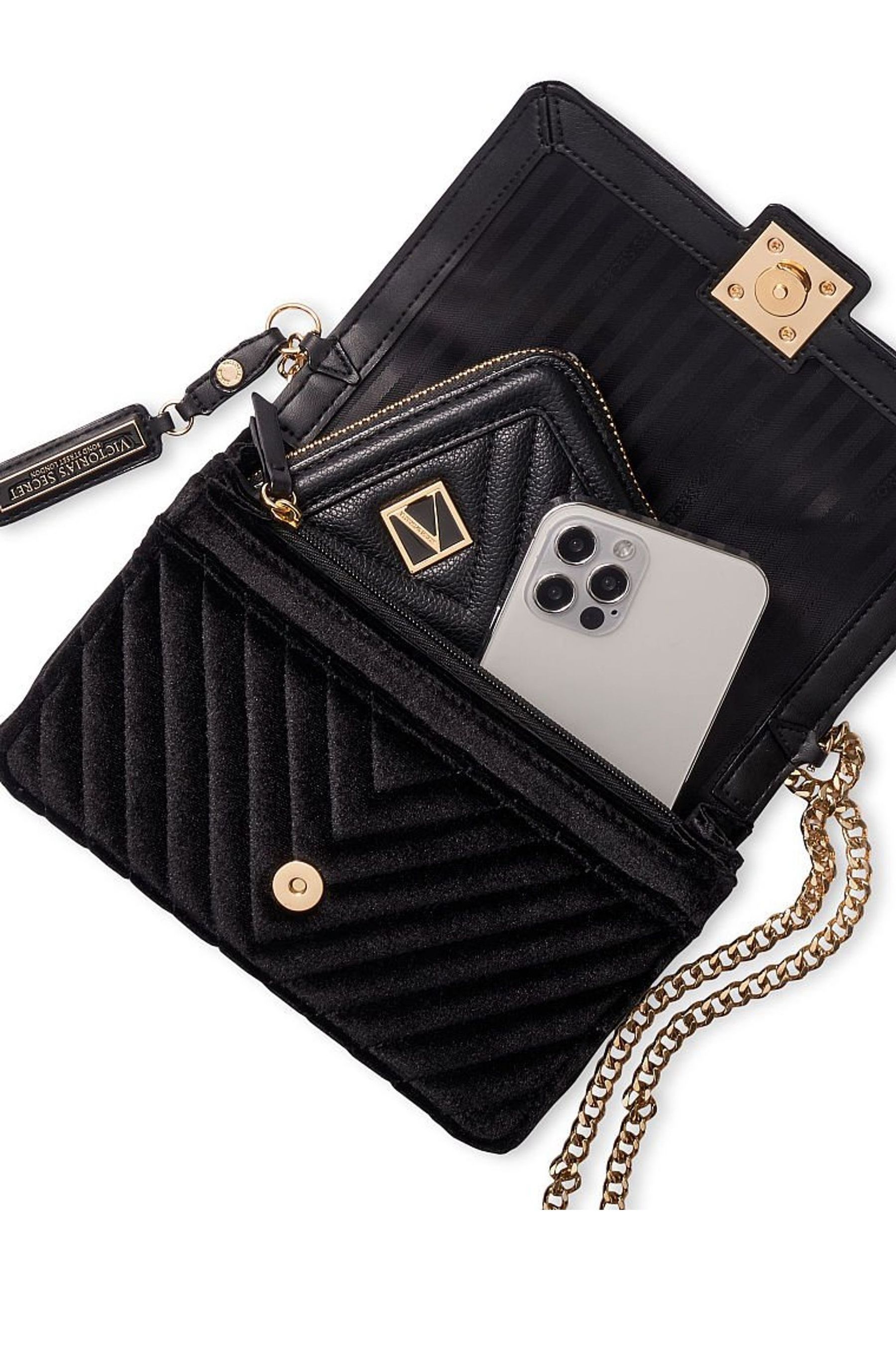 Victoria secret top black velvet bag