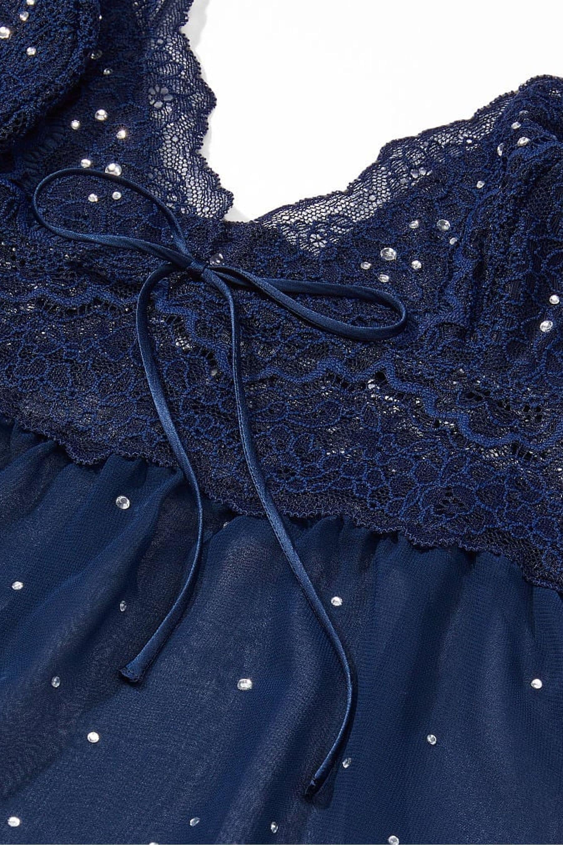 Buy Victoria s Secret Noir Navy Blue Stretch Lace Chiffon Cami Set