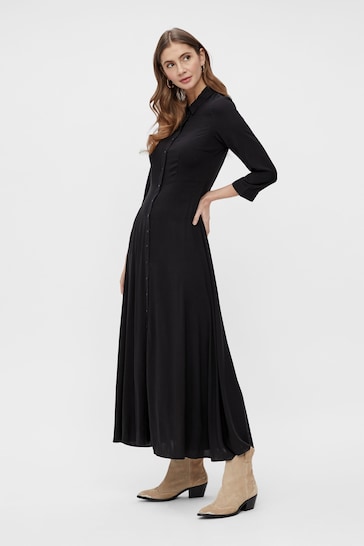 Y.A.S Black Maxi Length Shirt Dress