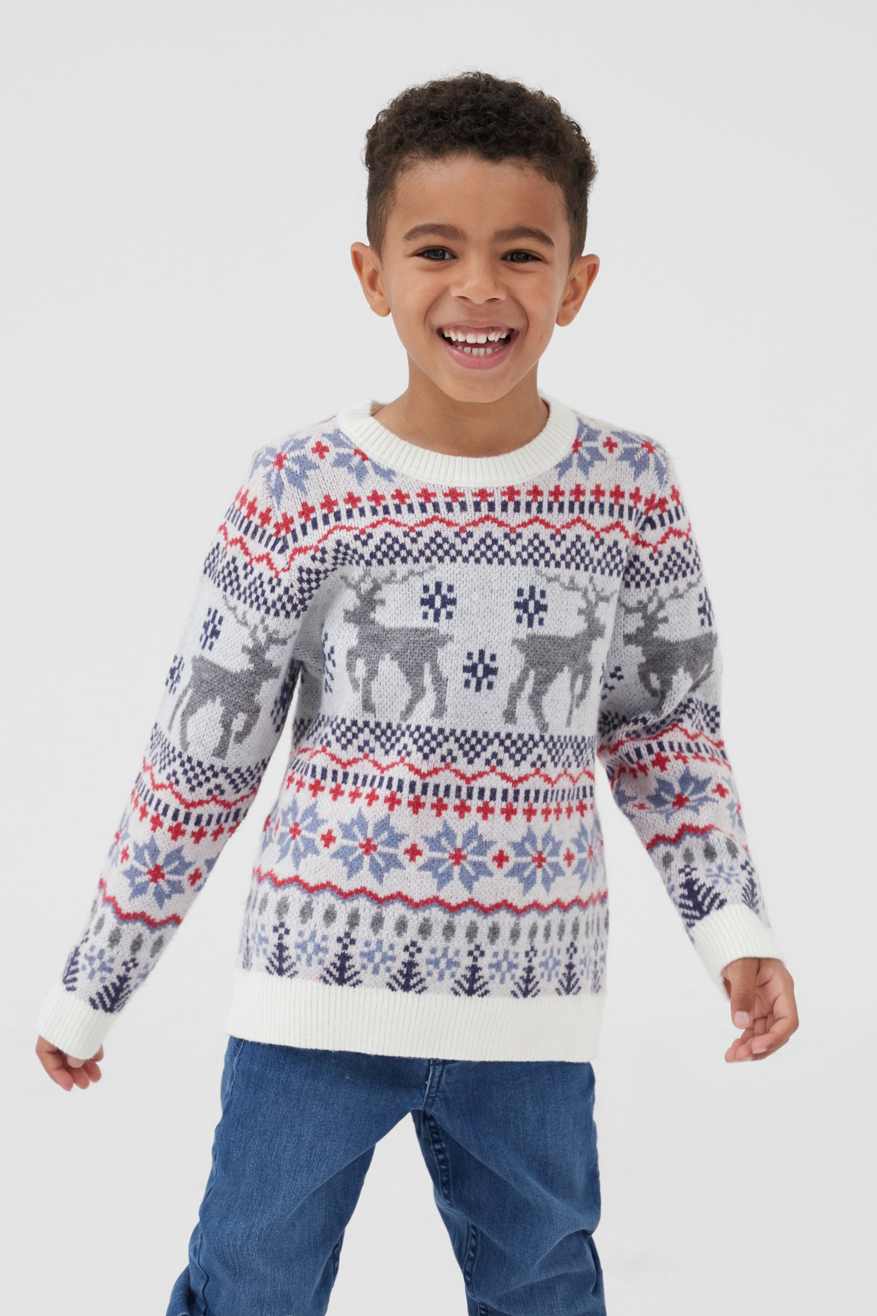 Society 8 White Fairisle Christmas Jumper Boys