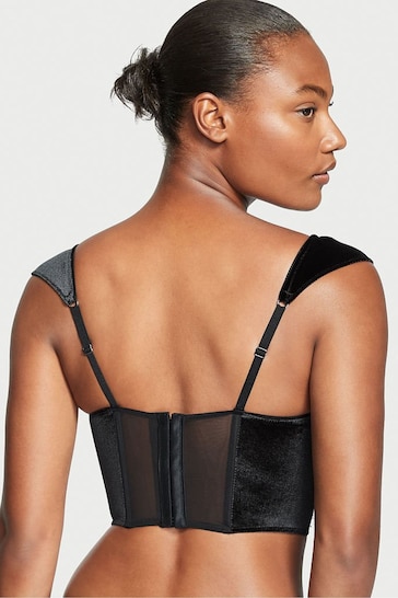 Buy Victoria's Secret Black Lace and Velvet Capped Sleeve Corset Bra Top  from the Next UK online shop
