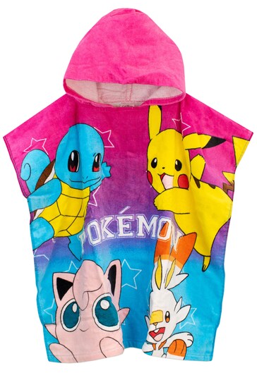 Character Blue Pokemon License Kids Printed Swim & Beach Towel Poncho