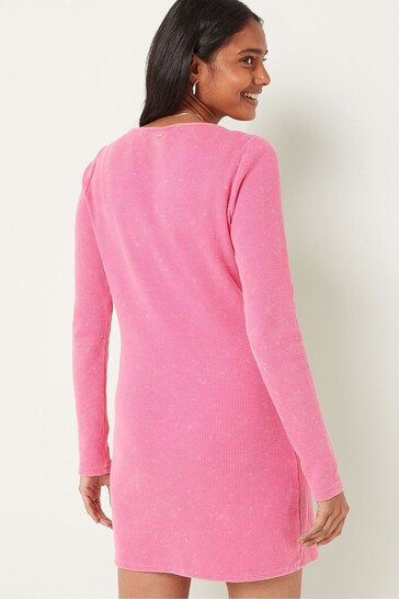 Victoria's Secret PINK Ultra Pink Wash Thermal Long Sleeve Henley Dress