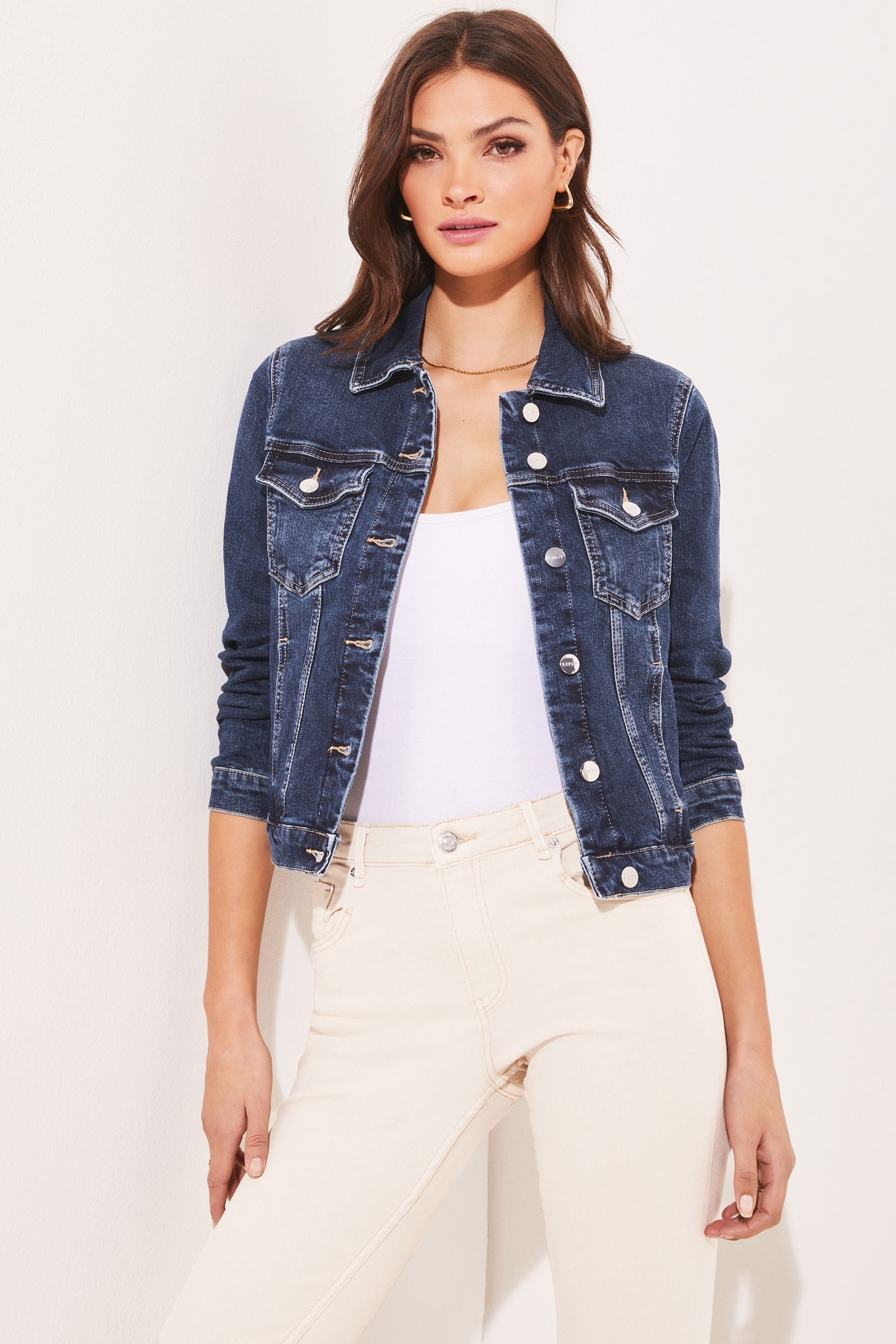 Lipsy Dark Blue Classic Fitted Denim Jacket