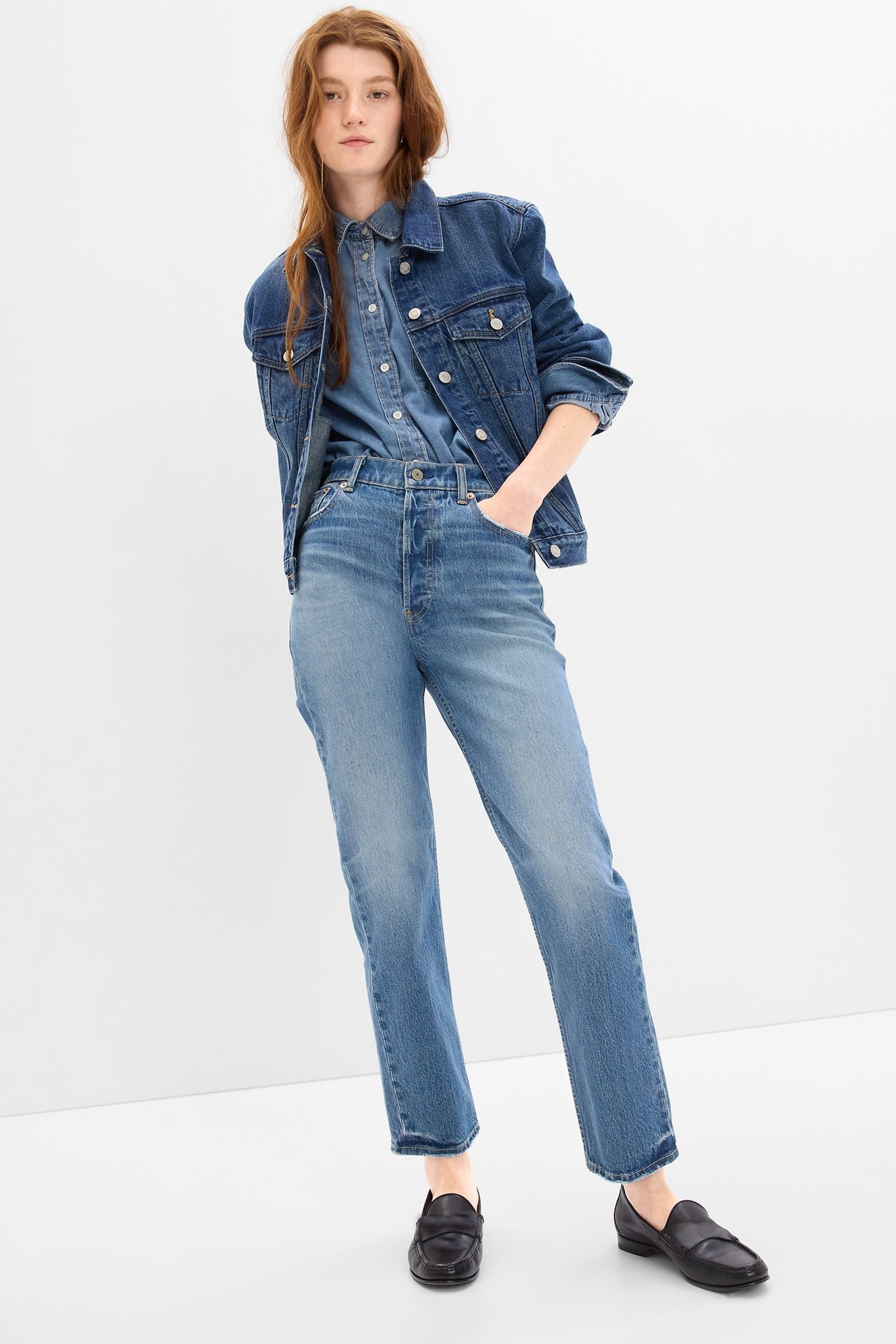 High rise cheeky straight jeans clearance