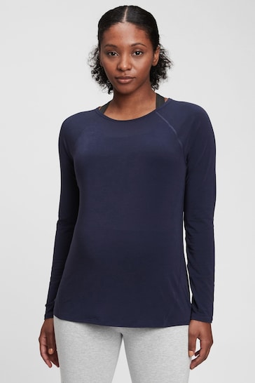 Gap Navy Blue Maternity Breathable Long Sleeve Crew Neck T-Shirt
