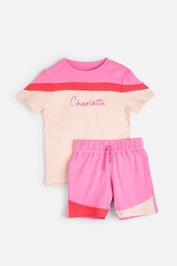 Personalised Colour Block T-Shirt and Shorts Set by Dollymix
