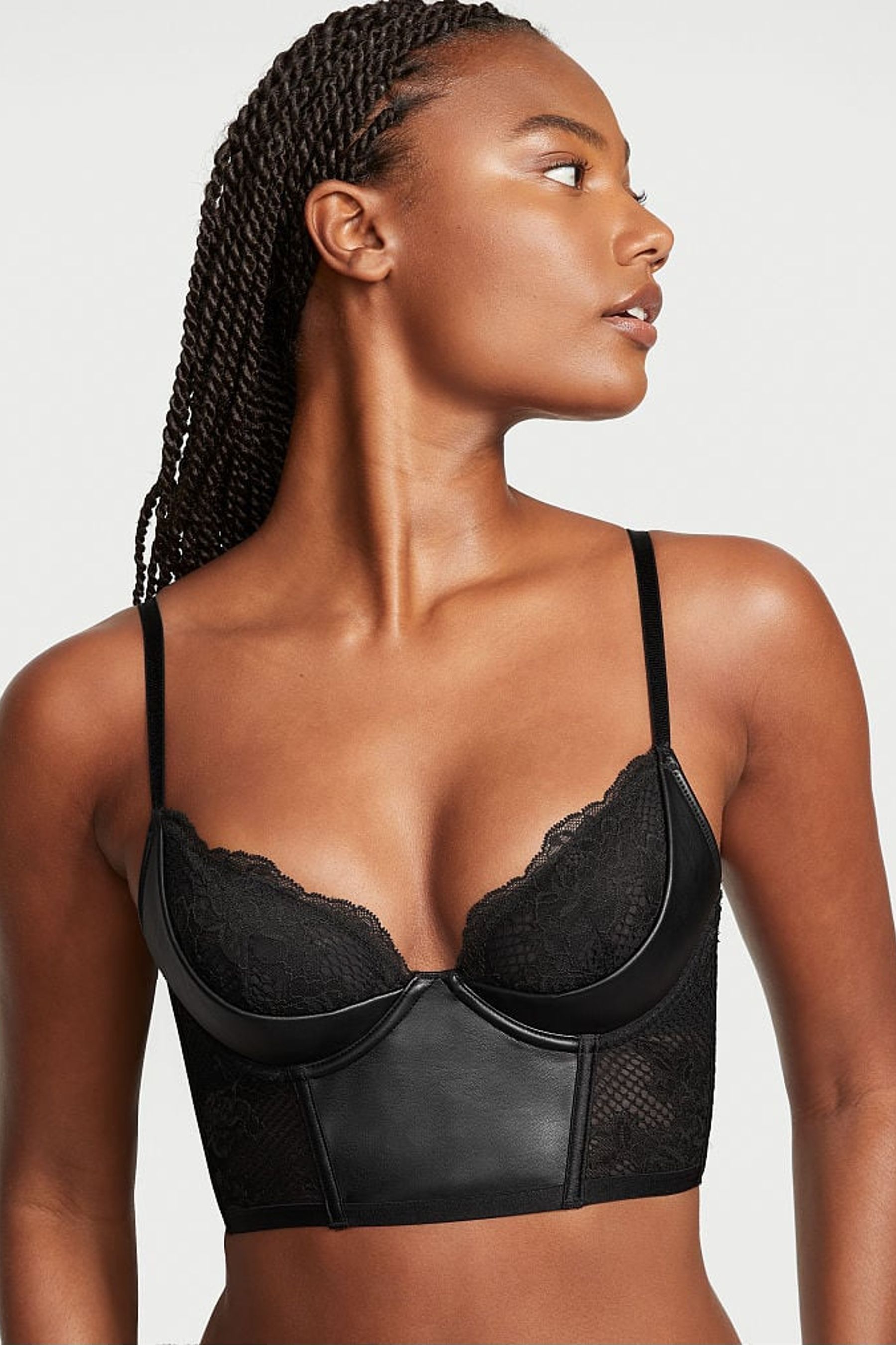 Buy Victoria s Secret Black Faux Leather Fishnet Quarter Cup Bra