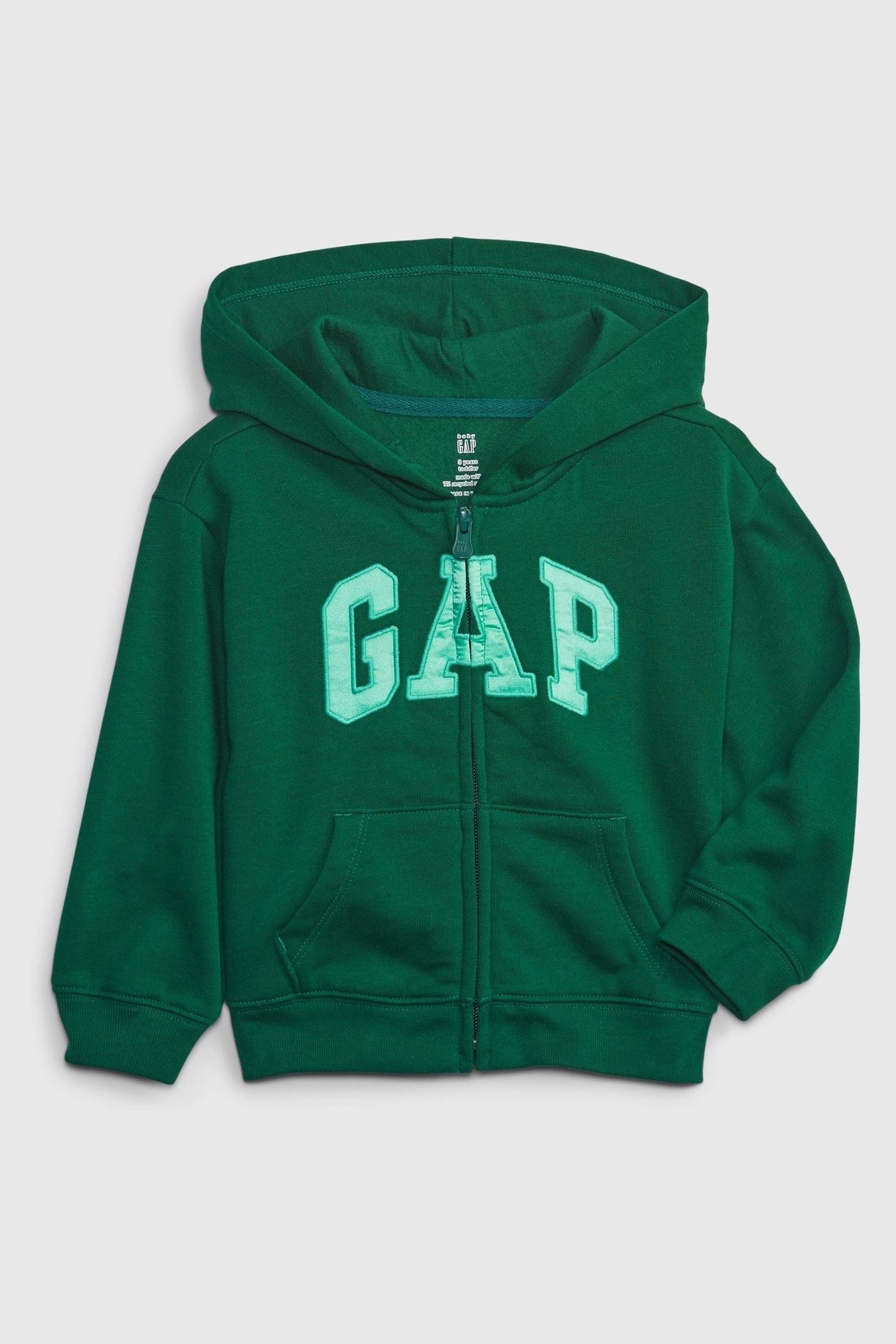 Gap Green Logo Zip Up Hoodie