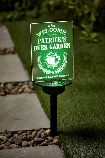 Personalised Solar Beer Garden Sign by Loveabode