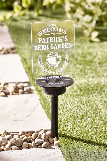 Personalised Solar Beer Garden Sign by Loveabode