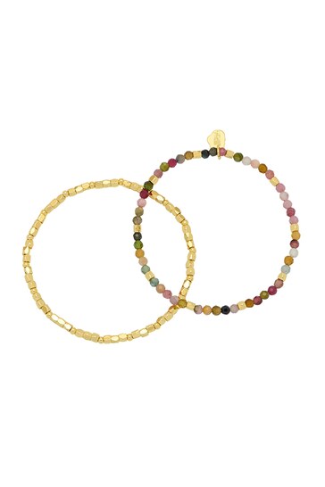 Estella Bartlett Gold Coco Bead and Tourmaline Bracelets