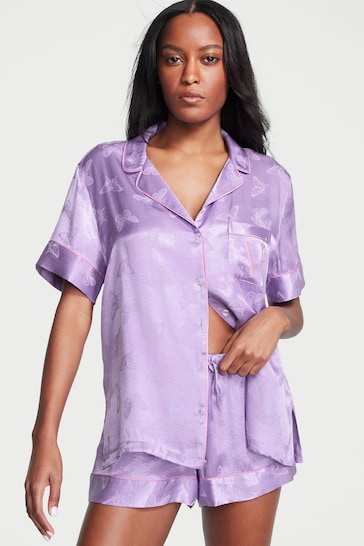 Victoria's Secret Secret Crush Purple Satin Short Pyjamas