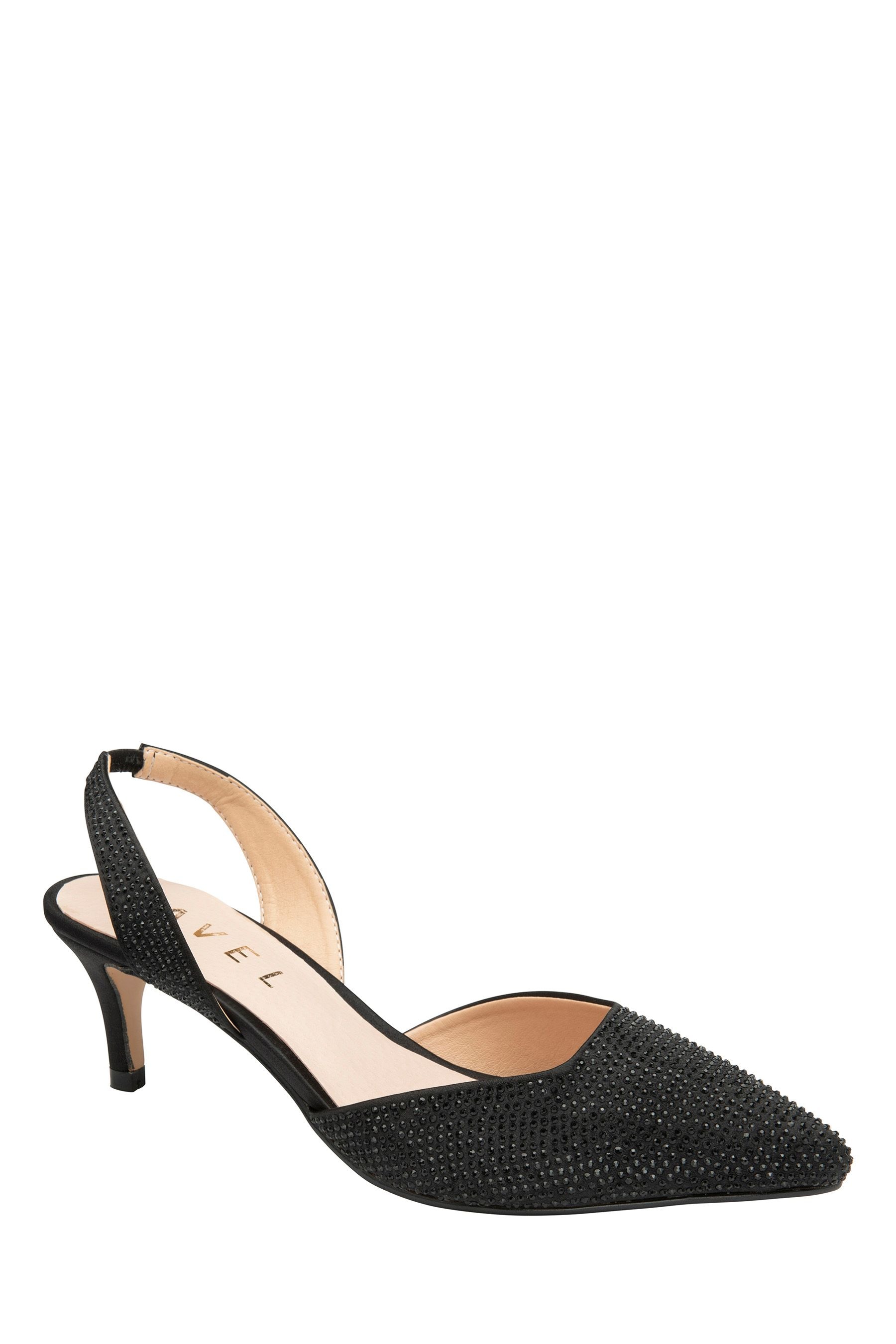 Black satin 2024 kitten heels