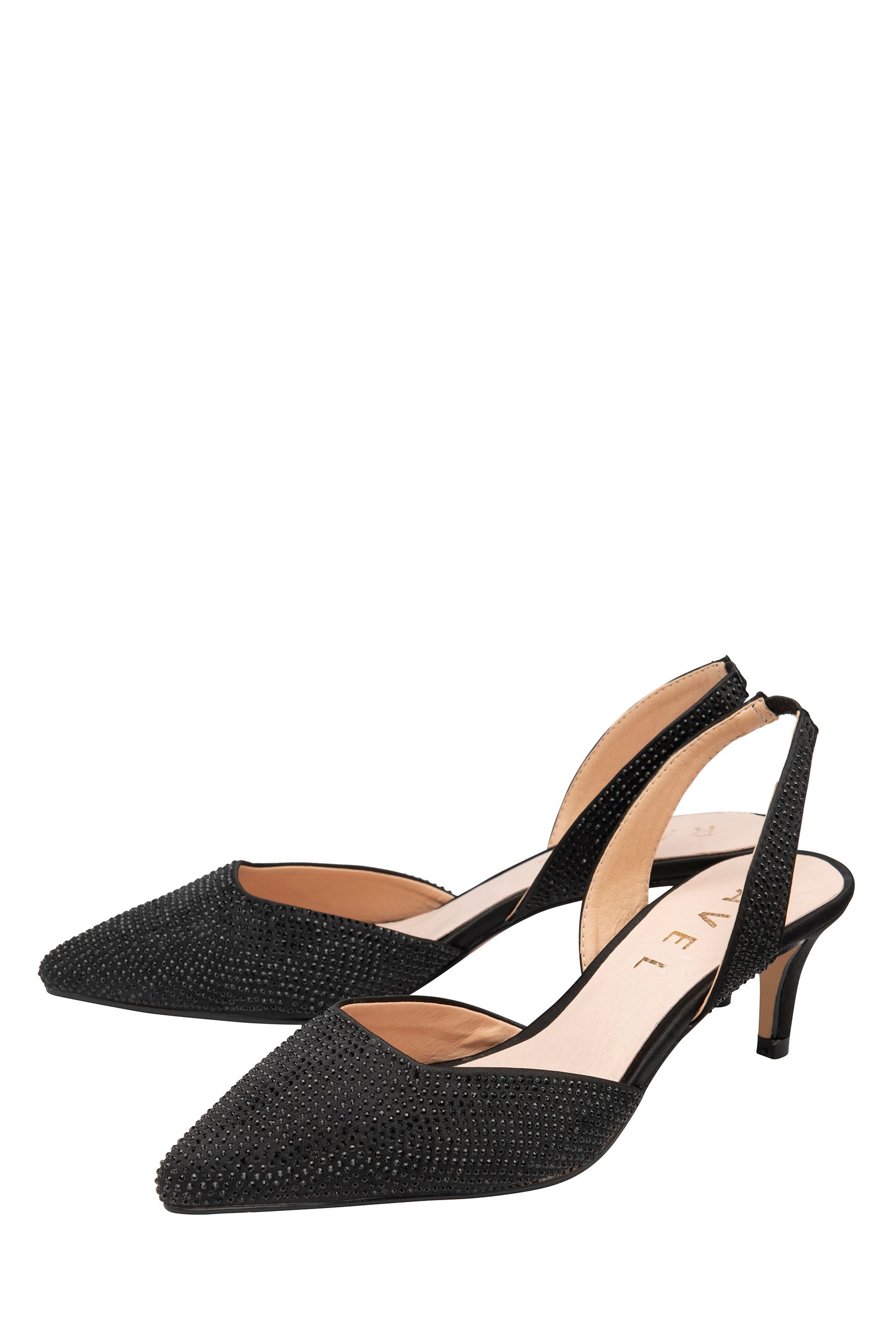 Buy Ravel Black Satin Kitten Heel Slingback Shoes from the Next UK