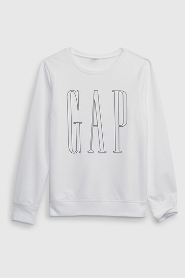 Gap White Logo Crew Neck Sweatshirt