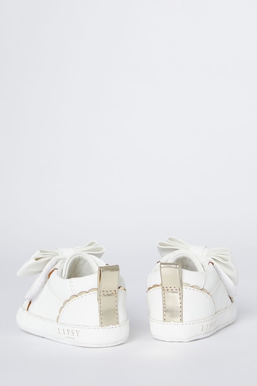 Lipsy White Bow Pram Trainer Shoe - Baby