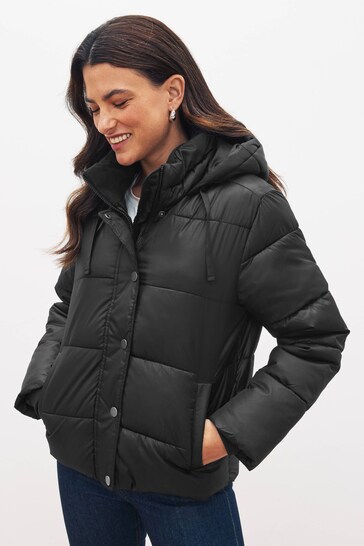black short puffer jacket