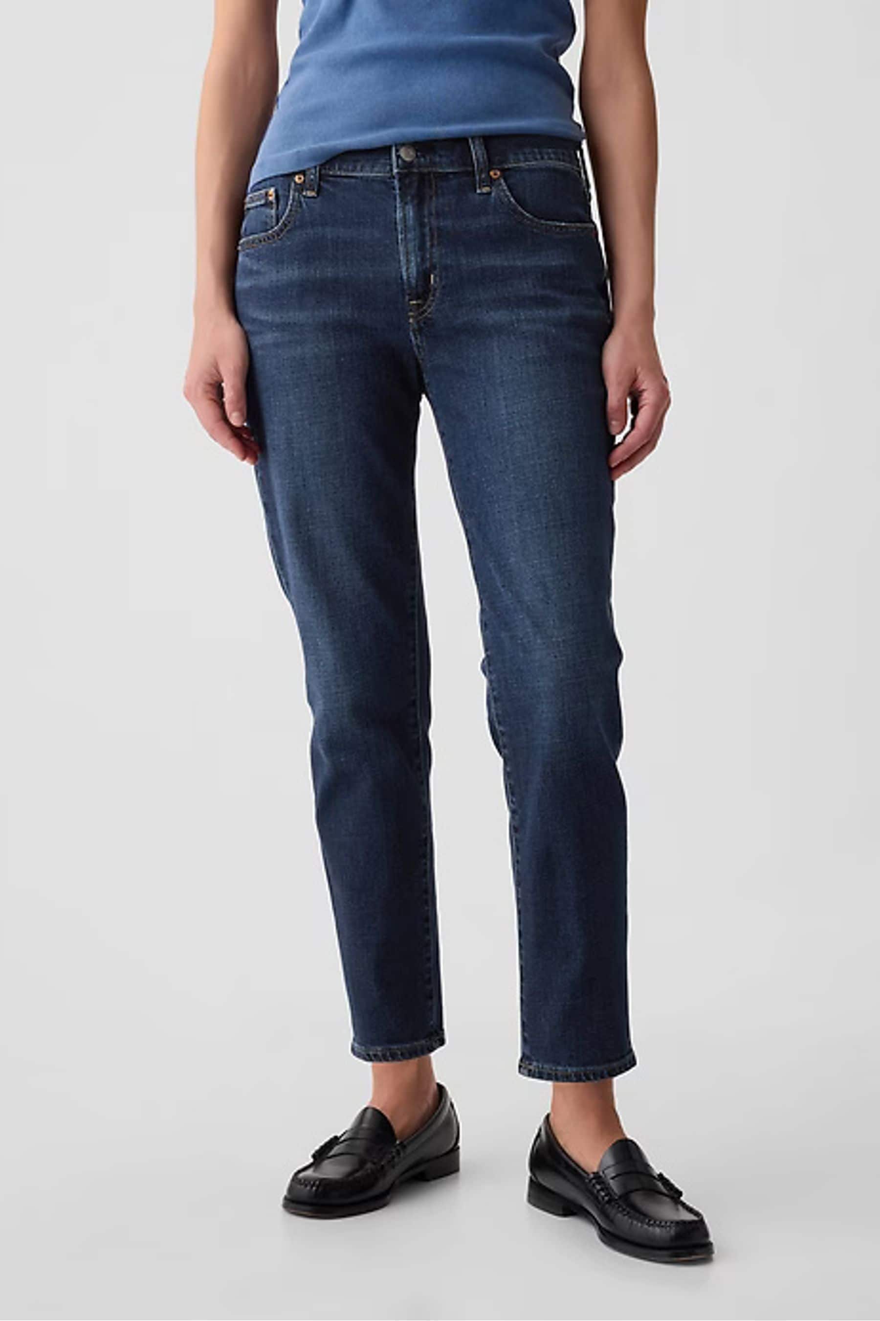 Buy Gap Dark Wash Blue Mid Rise Girlfriend Washwell Cropped Jeans