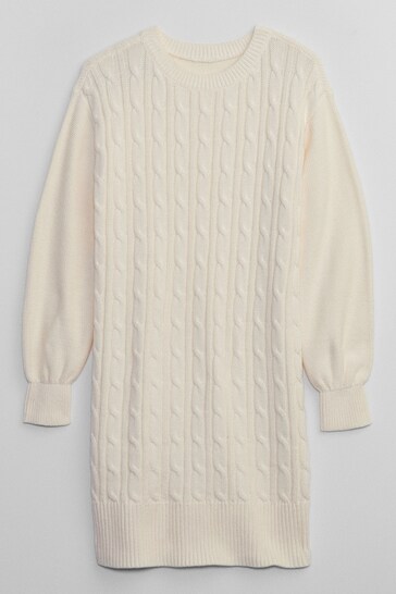 Gap Cream Cable-Knit Long Sleeve Jumper Neutrals Dress