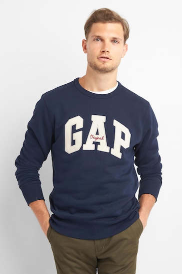 Gap Navy Blue Original Logo Crew Neck Sweatshirt