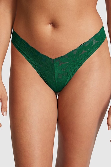 Victoria's Secret PINK Garnet Green Lace Brazilian Knickers