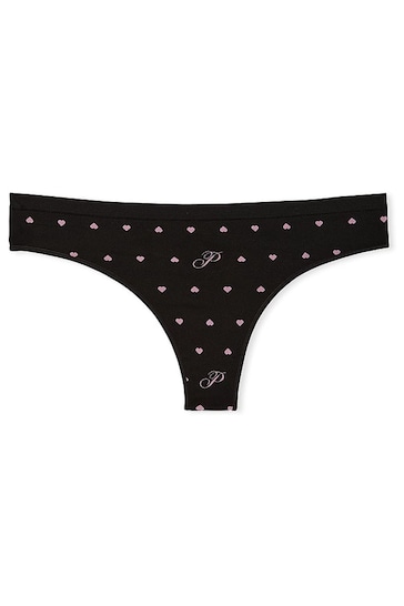 Buy Victoria's Secret PINK Pure Black Heart Script Print Seamless Thong  Knickers from the Next UK online shop