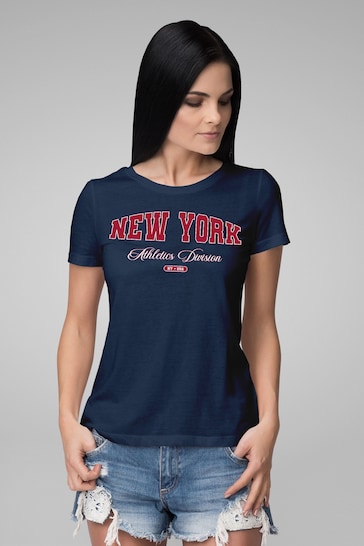 Coto7 French Navy New York Retro Athletics Division Women's T-Shirt