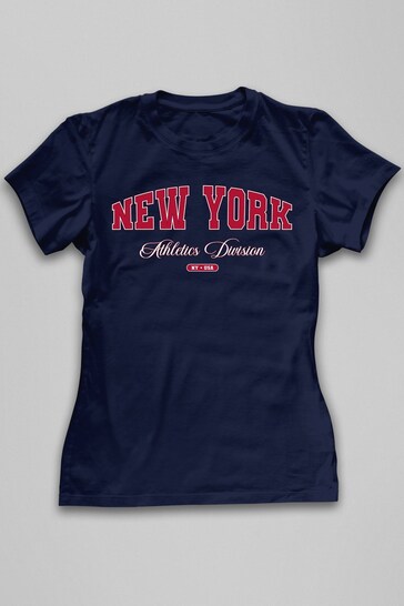 Coto7 French Navy New York Retro Athletics Division Women's T-Shirt