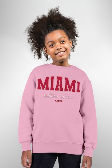 Coto7 Light Pink Miami Retro Athletics Division Kids Sweatshirt