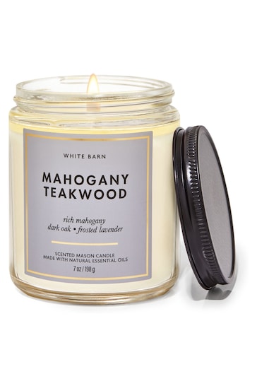 Bath & Body Works Mahogany Teakwood Mahogany Teakwood Mason Single Wick Candle 7 oz / 198 g