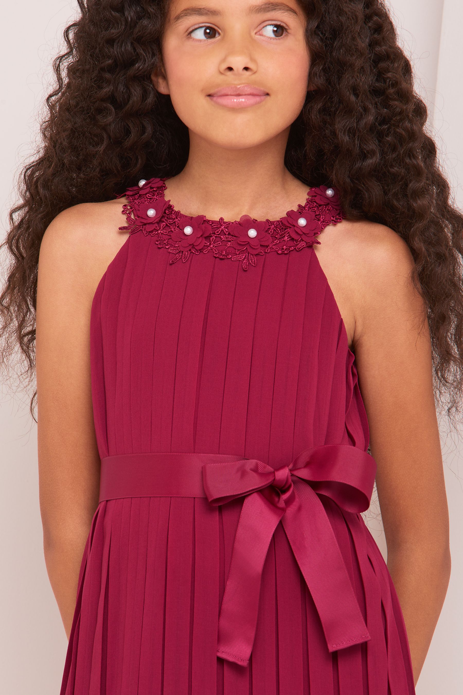 Lipsy girl shop pleated chiffon dress