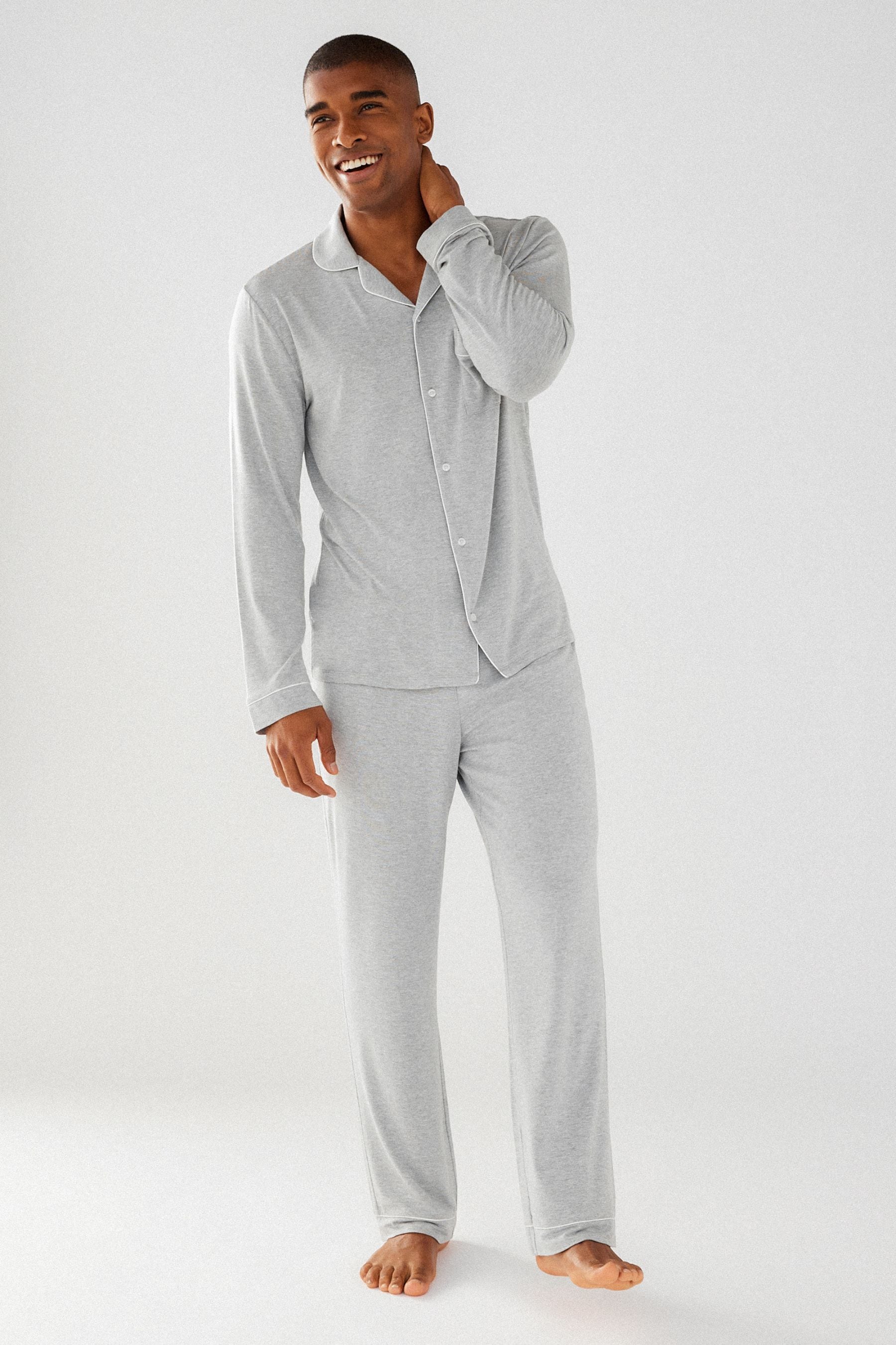 Grey button hotsell up pyjamas