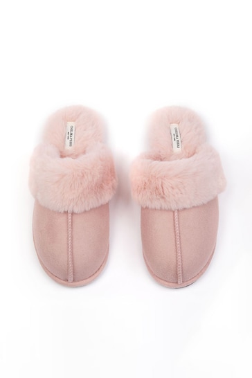 Buy Chelsea Peers Pink Regular Fit Suedette Cuffed Dome Slippers from ...