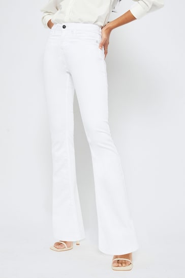 Lipsy White Mid Rise Flare Jeans
