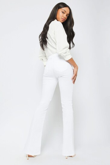 Lipsy White Mid Rise Flare Jeans