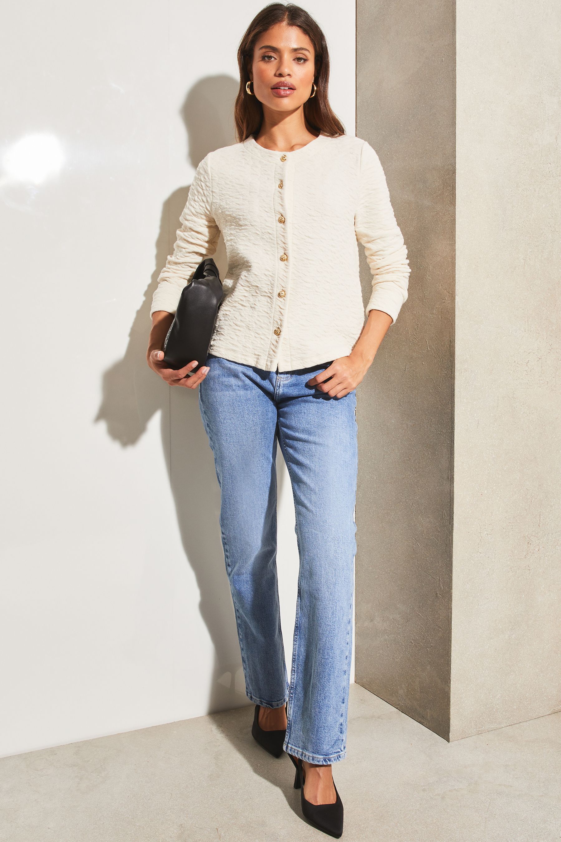 Lipsy Cream Button Through Cardigan