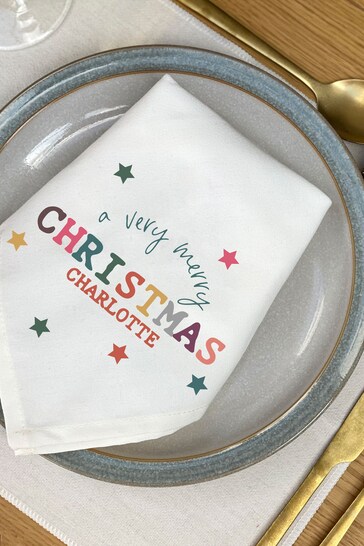 Personalised Colourful Christmas Napkin by Solesmith