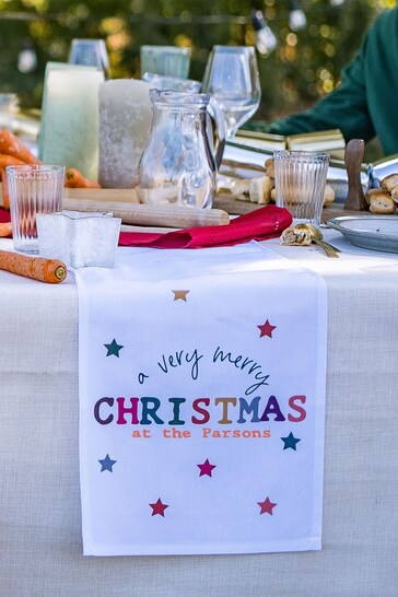 Personalised Colourful Christmas Table Runner by Solesmith