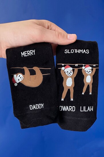 Personalised Christmas Sloth Socks by Solesmith