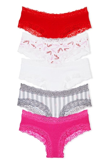 Victoria's Secret Red/Pink/White/Grey Cheeky Cotton Knickers Multipack