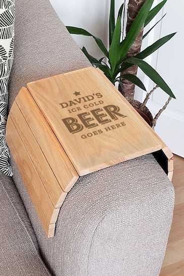 Personalised Beer Goes Here Wooden Sofa Tray by PMC