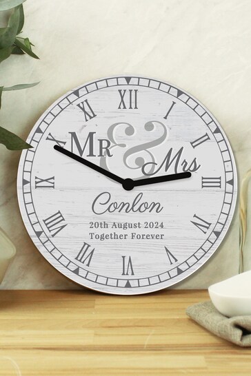 Personalised Mr & Mrs Wooden Clock by Personalised Memento Company