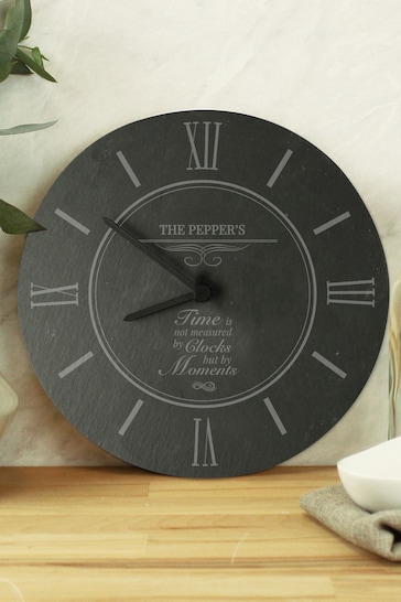 Personalised Moments Slate Clock by PMC