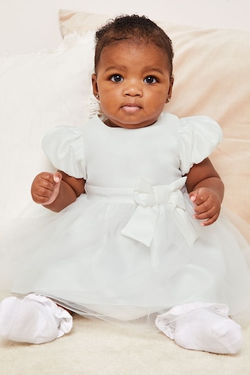 Lipsy Ivory Baby Puff Sleeve Occasion Dress