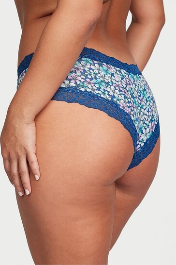Victoria's Secret Blue Cherry Blossoms Lace Waist Cheeky Knickers