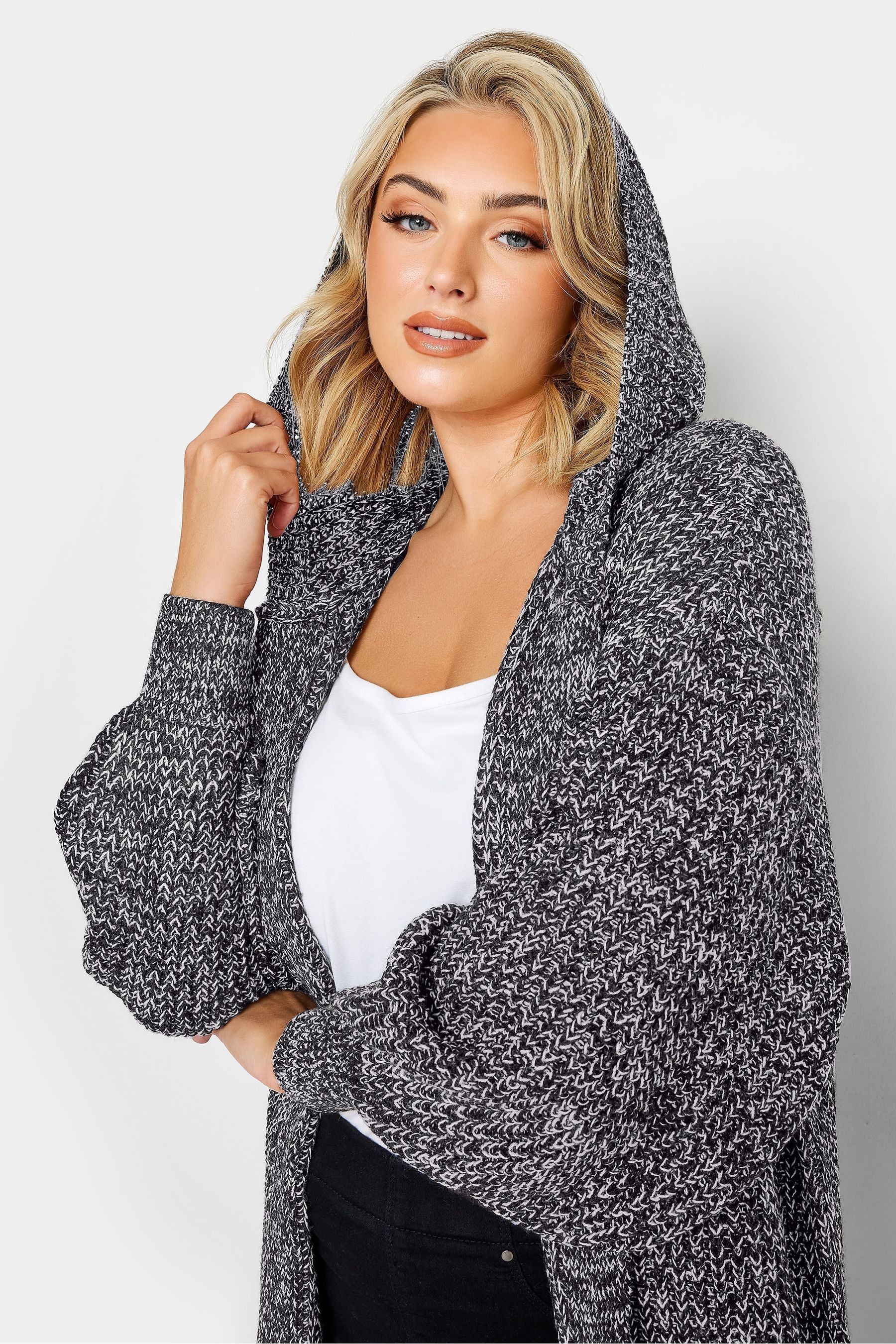 Buy Yours Curve Black Hooded Longline Cardigan from the Next UK