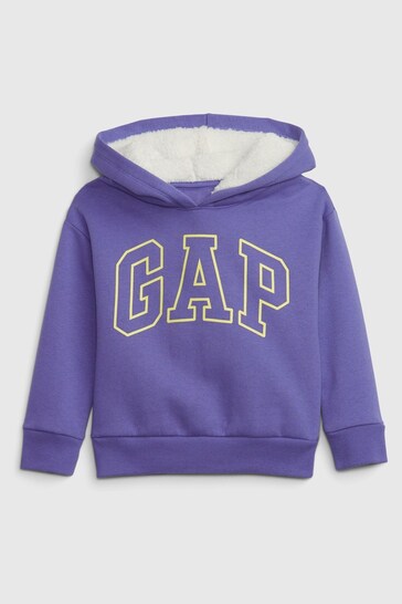 Gap Purple Logo Sherpa Lined Hoodie
